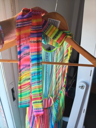 Vestido largo playa S multicolor