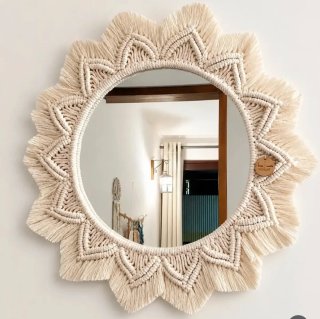 Espejo Macramé 47cms Beige