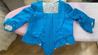 Traje Fallera Niña Azul y Blanco en hilo de plata.