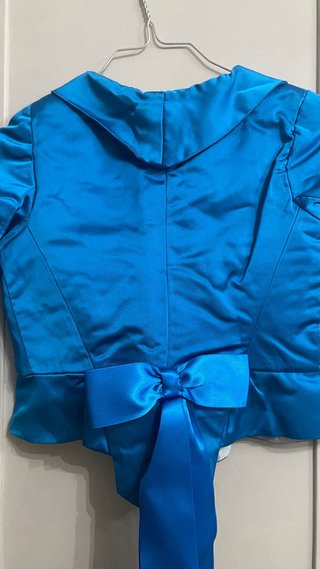 Traje Fallera Niña Azul y Blanco en hilo de plata.