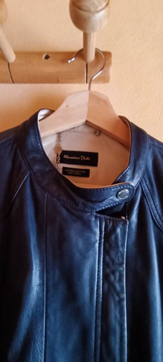Cazadora Piel Massimo Dutti Azul Marino