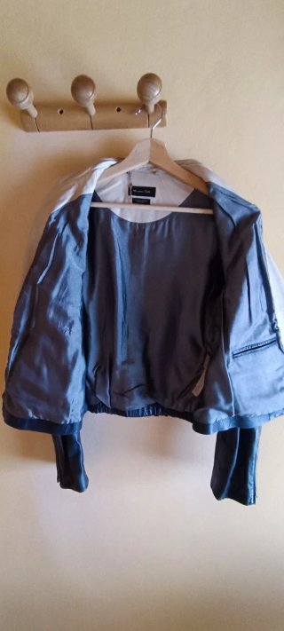 Cazadora Piel Massimo Dutti Azul Marino