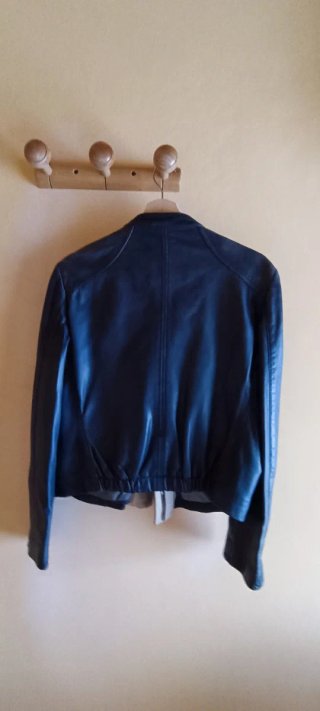 Cazadora Piel Massimo Dutti Azul Marino