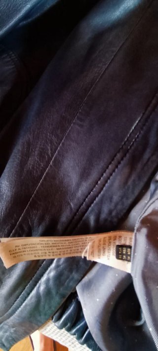 Cazadora Piel Massimo Dutti Azul Marino