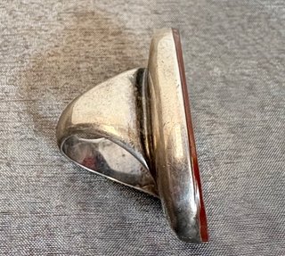 Anillo Plata y Cornalina Roja Ovalada