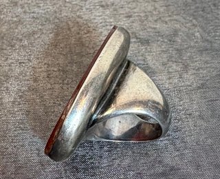 Anillo Plata y Cornalina Roja Ovalada