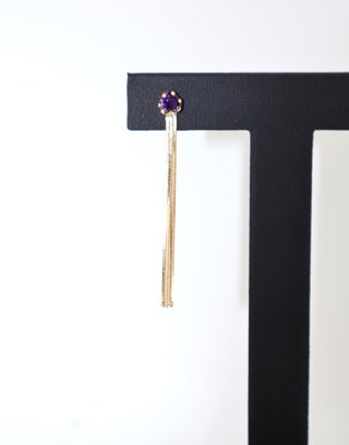 Pendientes largos oro 18K con piedras moradas