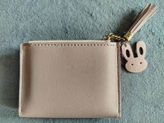 Portafoglio donna similpelle beige e marrone