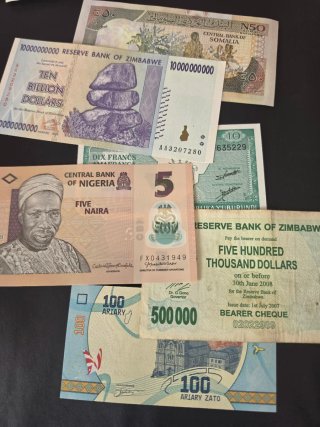 Lote Billetes Africanos Hiperinflación.25 billetes