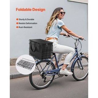 Cesta trasera para bicicleta, cesta de alambre ple