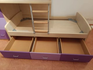 Mueble tren 2 camas 90cm + armario