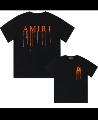 Camiseta Amiri Negra con Diseño Goteando