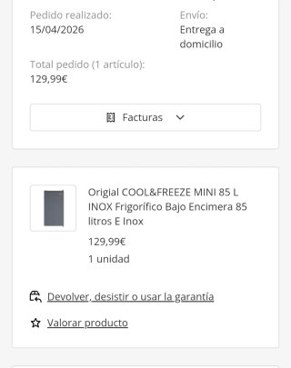 Frigorífico bajo encimera de 85 litros