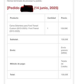 Cama Asiento Delantero Ford Transit Custom