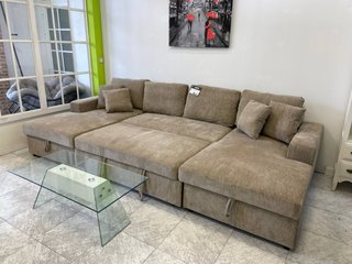 Sofá Cama Beige con Doble Arcón