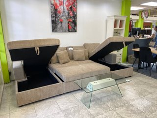 Sofá Cama Beige con Doble Arcón