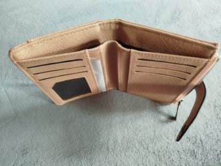Portafoglio donna similpelle beige/rosa