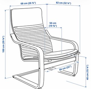 Sillón Poäng Ikea Madera y Tela Gris