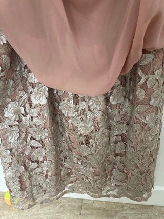 Vestido fiesta ISABEL CAMPOS oro y rosa Talla M