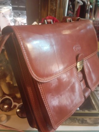 Borsa da lavoro in pelle marrone
