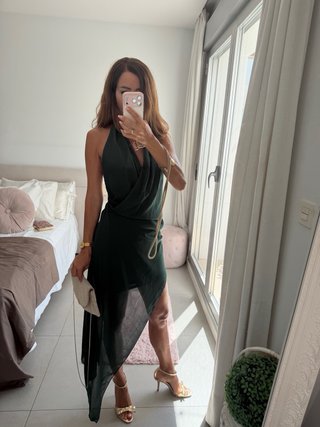 Vestido gasa verde vaporoso nuevo