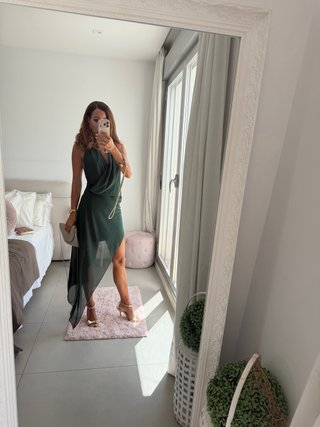 Vestido gasa verde vaporoso nuevo