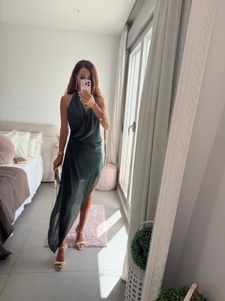 Vestido gasa verde vaporoso nuevo