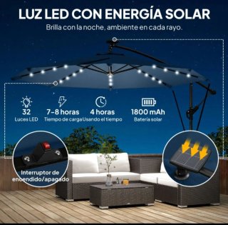 Sombrilla azul con luces LED