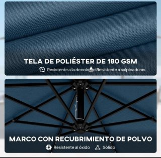 Sombrilla azul con luces LED