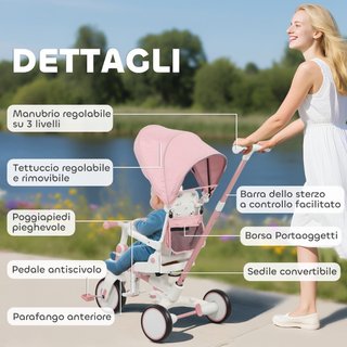 Triciclo para Niños 5 en 1 con Manillar de Empuje