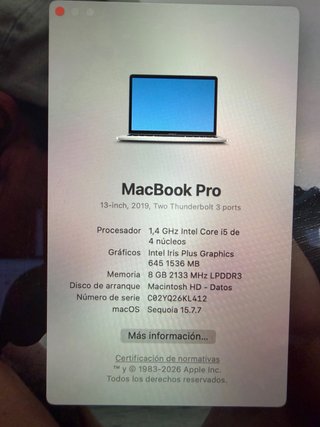 MacBook Pro 13 2019 i5 8GB RAM 128GB SSD