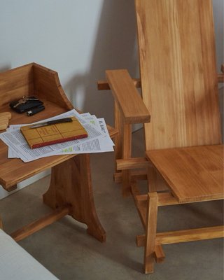 Silla de madera estilo rústico iglesia artesanal