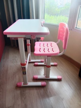 Mesa y Silla Escritorio Infantil Ajustable Rosa