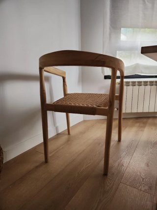 Sillas de comedor de teca tejidas (4 unidades)