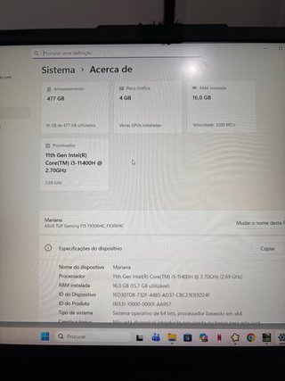 Computador Portátil Gaming Asus TUF Gaming F15
