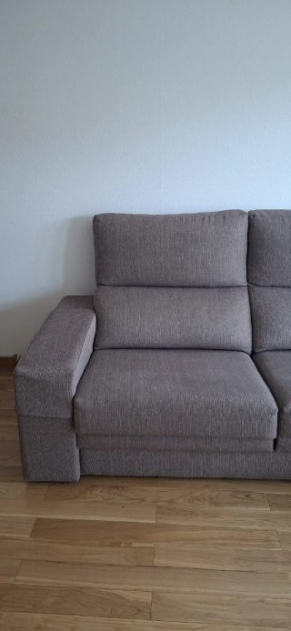 Sofá chaise longue tela gris/beige