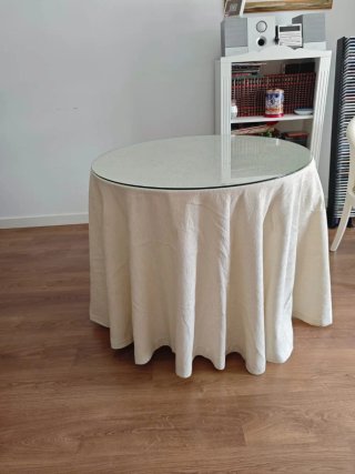 Mesa camilla redonda beige con cristal