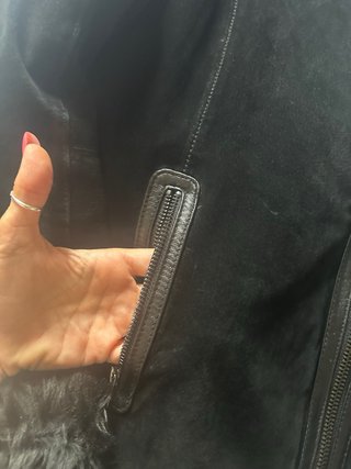 Giacca scamosciata con pelo