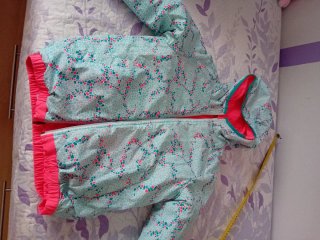 Abrigo reversible niña rosa y estampado