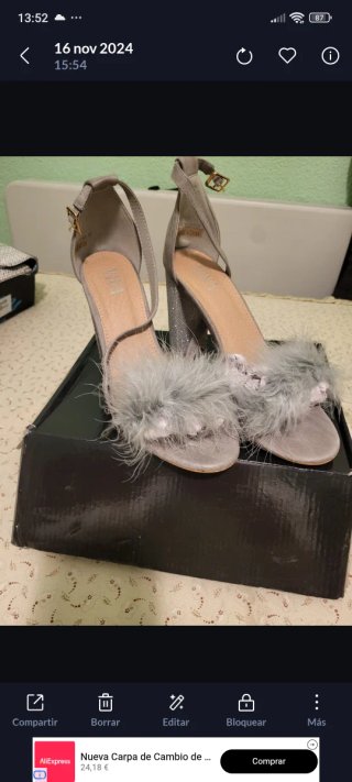 Zapatos tacón VIVA-S gris plumas