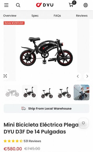 Bici DYU D3F eléctrica + frenos hidráulicos