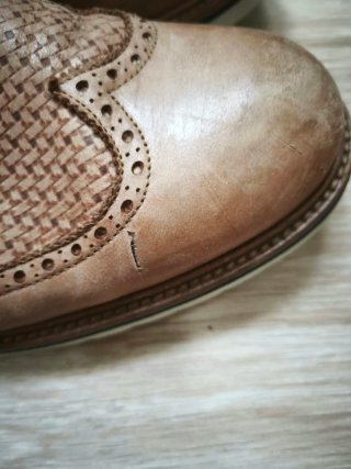 Zapatos Blücher Brogue Piel Trenzada Camel 43
