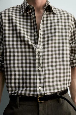 Camisa Zara cuadros verde hombre