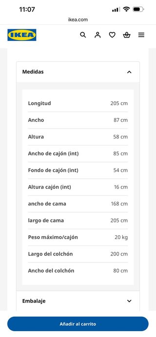 Cama extensible Ikea Brimnes 80x200
