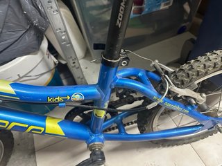 Bicicleta infantil azul y amarilla
