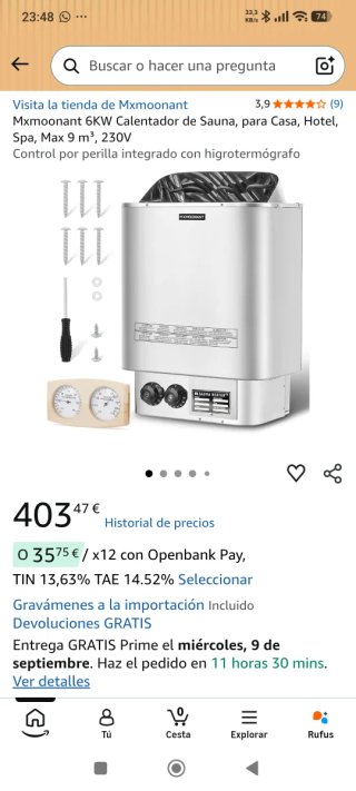 Estufa Sauna MXMOONANT Plata "NUEVA"