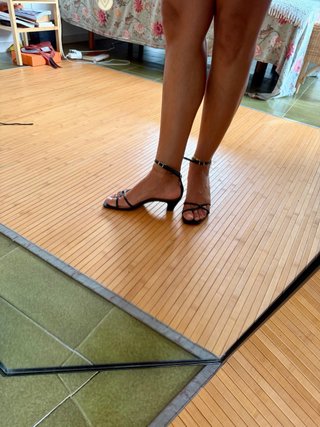 Sandalias Zara Talla 37 Tacón Bajo Negras