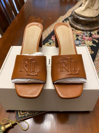 Sandalias Tacón Ralph Lauren Marrón Nuevas