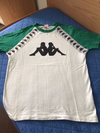 T-shirt Kappa Bianca e Verde Taglia L
