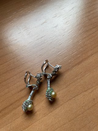 Pendientes de plata con perla y circonitas